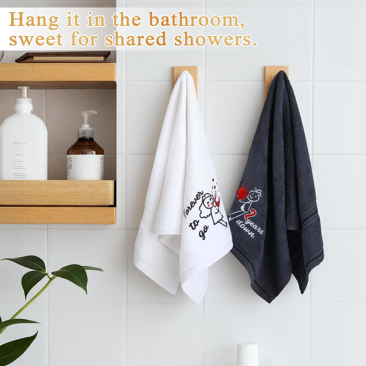 EcoUtens 2nd Anniversary Cotton Gift, 2 Pack Premium 100% Cotton Towel Set with 2 Years Anniversary Card - image 5