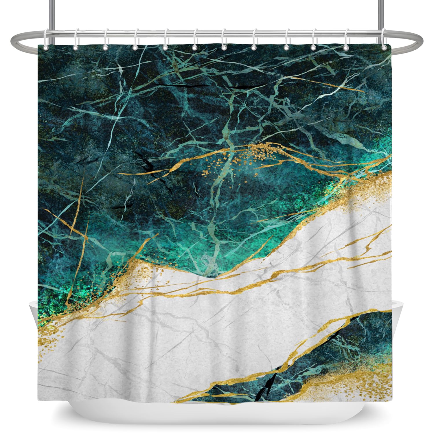 Jolof Store Marble Shower Curtain – Modern Abstract Waterproof Polyester