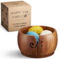 Extra Large Acacia Wood Yarn Bowl for Knitting and Crochet
