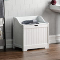 Bath Vida Priano White Wooden Laundry Cabinet - Bathroom Storage Bin