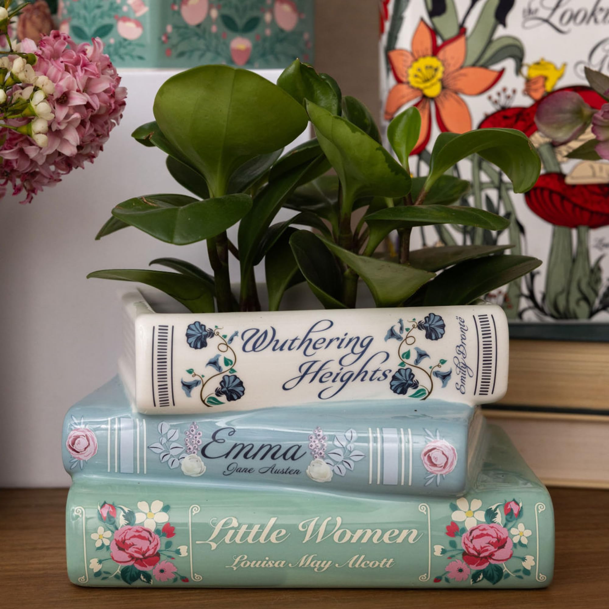 Steel Mill & Co Ceramic Book-Shaped Planter – Classic Titles Design