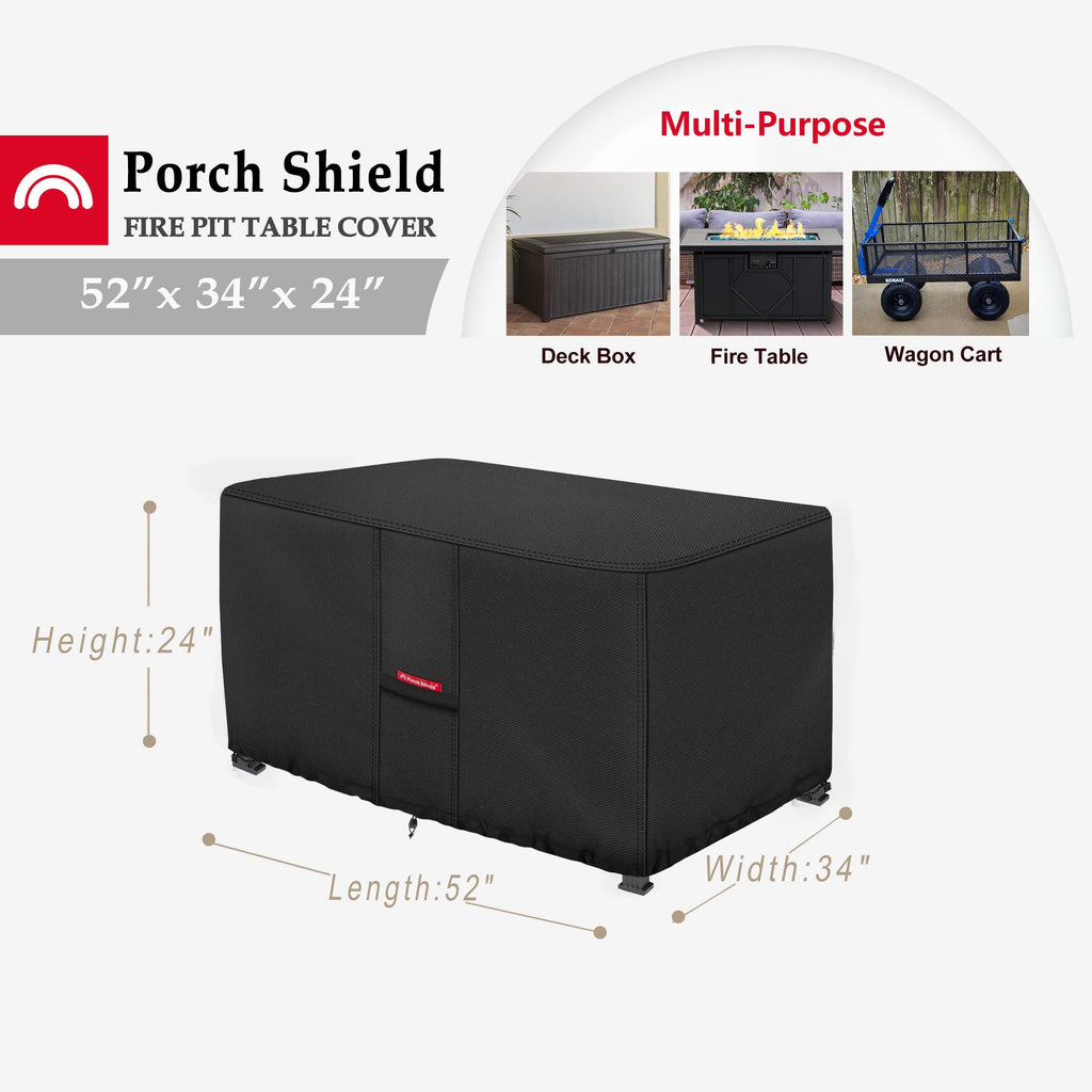 Porch Shield Rectangular Fire Pit Cover | Waterproof 600D - 52 x 34 Inch