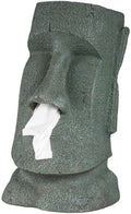 Rotary Hero Moai Tissue Box Holder – Grey Resin Easter Island Decor