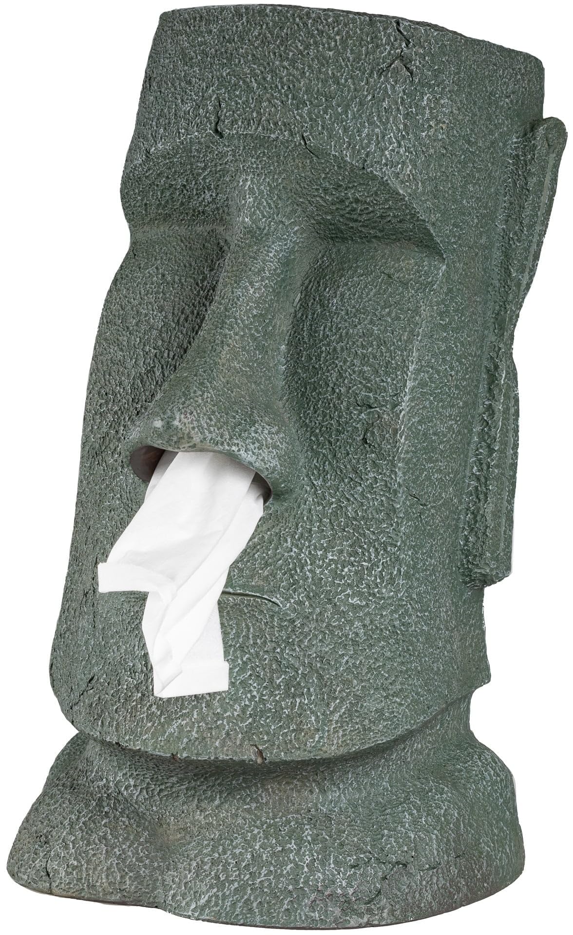 Rotary Hero Moai Tissue Box Holder – Grey Resin Easter Island Decor