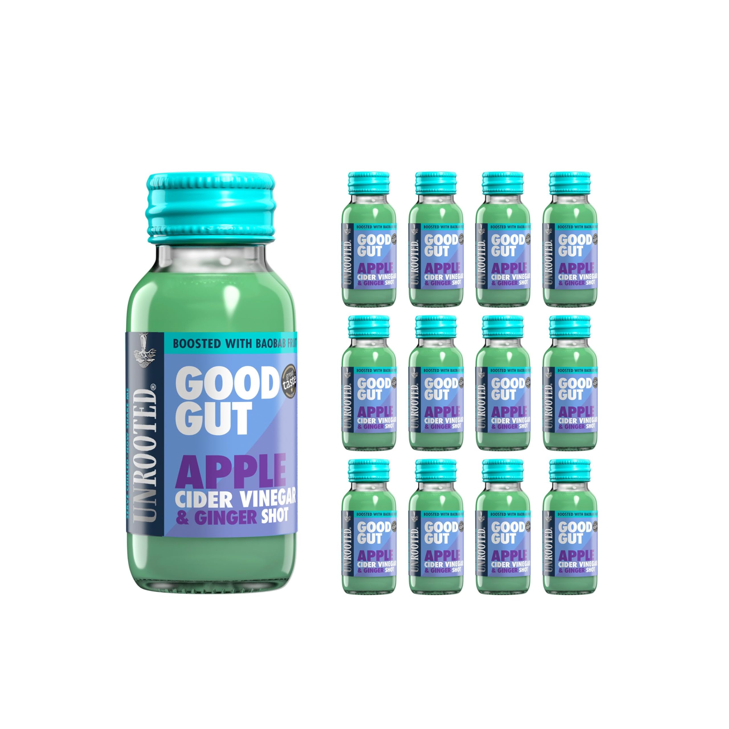 Unrooted Apple Cider Vinegar Prebiotic Shots - 12 x 60ml Multipack