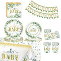 Jolof Store Sage Green Baby Shower Tableware Set | 70pc Eucalyptus Dinnerware