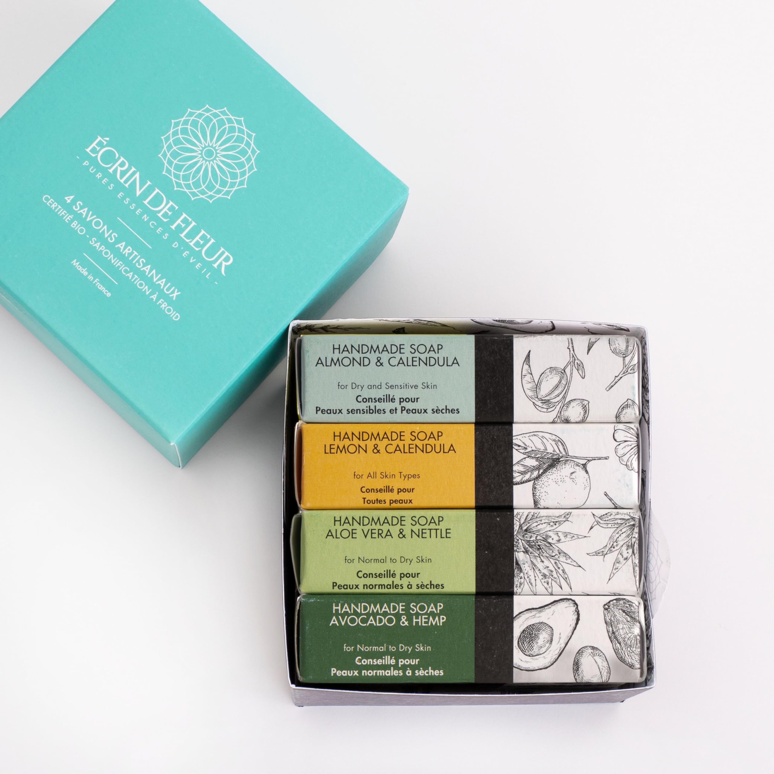 Écrin de Fleur Organic Soap Gift Set – 4-Pack Handmade Artisanal Soaps