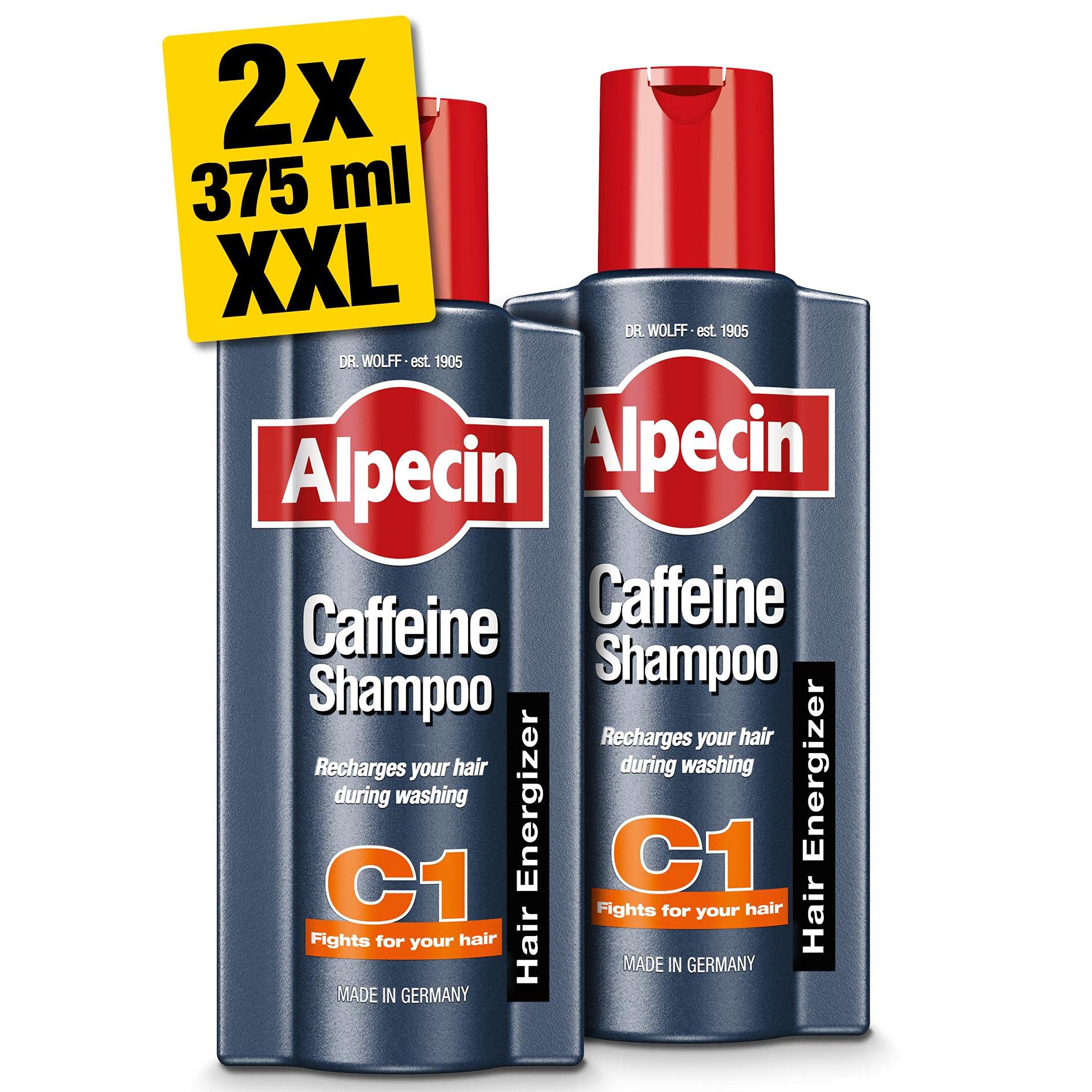 Alpecin Caffeine Shampoo C1 - Natural Hair Growth for Men - 2x 375ml