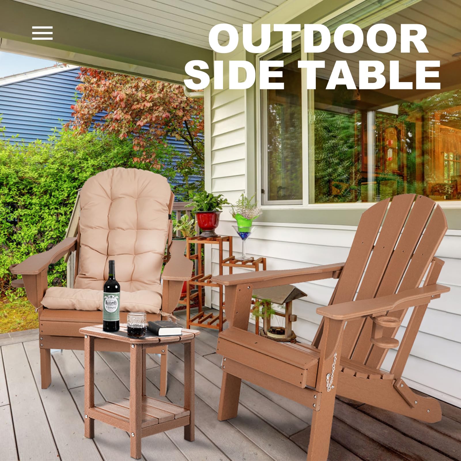 NALONE 2-Tier Adirondack Side Table | Weatherproof HDPE Outdoor End Table