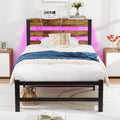 Jolof Store Single Metal Bed Frame with LED Storage Headboard & USB