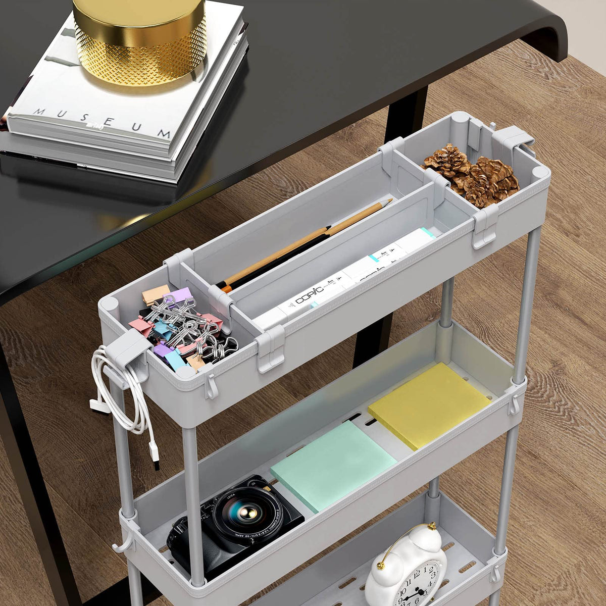 SAKA Slim Storage Cart,4 Tier Bathroom Rolling Utility Cart Storage Organizer Slide Out Cart - image 2