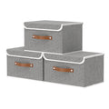 OUTBROS Fabric Storage Boxes with lids, Bins 33x23x20 cm Grey, 3-Pack