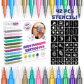Facegem London Metallic Temporary Tattoo Markers - 12 Dual-Tip Body Pens