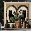 Abakuhaus Cat Shower Curtain | Monstera Kitties Fabric Bathroom Decor Set