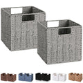 Vagusicc Storage Basket, Set of 2 Hand-Woven Paper Rope Wicker Baskets for Storage, Foldable Cube Storage Bins Organizer - image 1