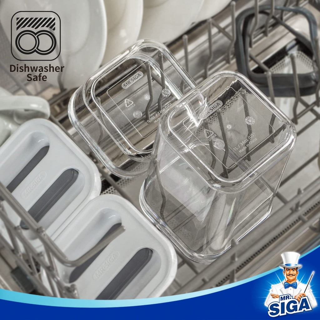 MR.SIGA 8-Piece Airtight Food Storage Container Set | BPA-Free Pantry Canisters