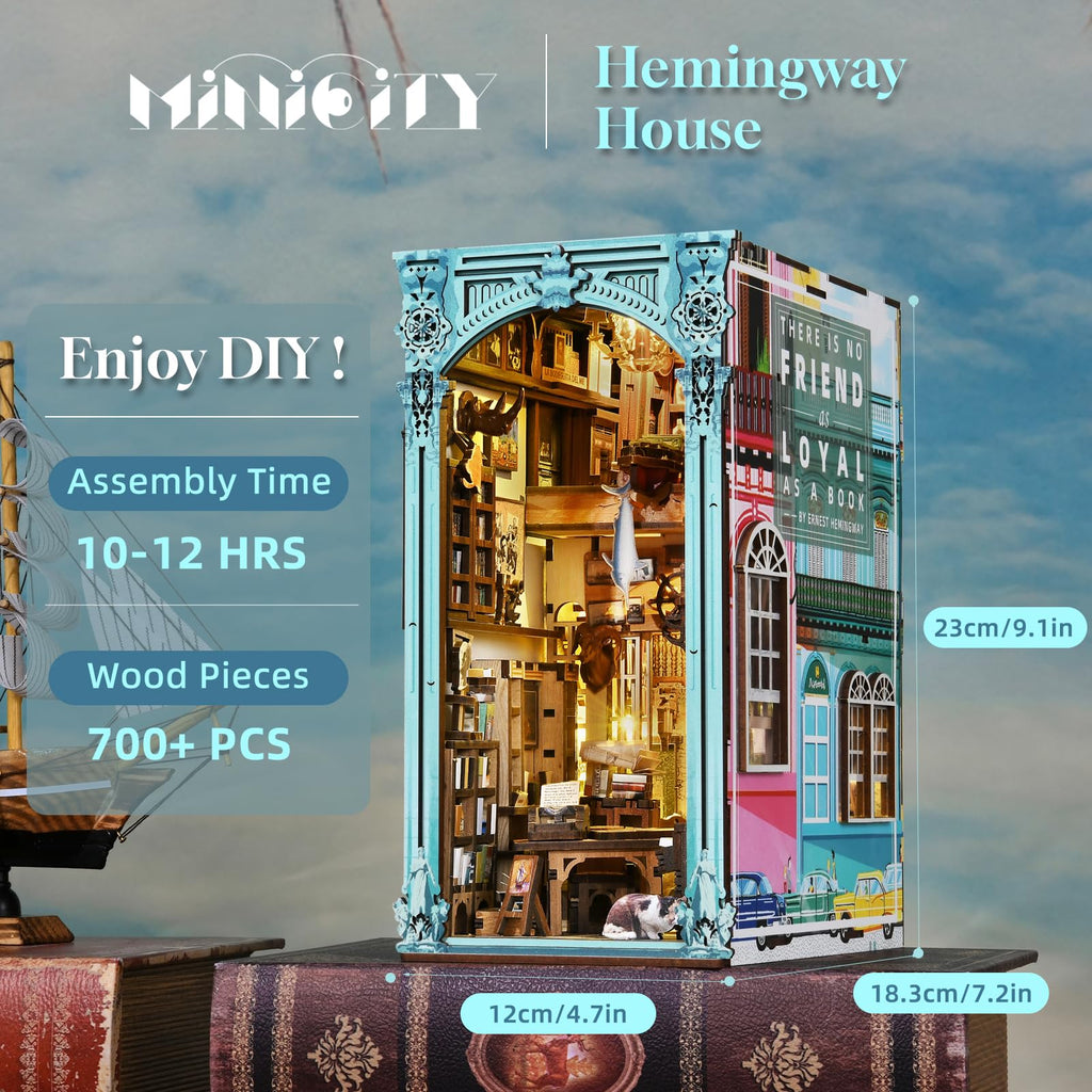 Minicity Hemingway House Book Nook Kit – DIY 3D Wooden Puzzle Decor