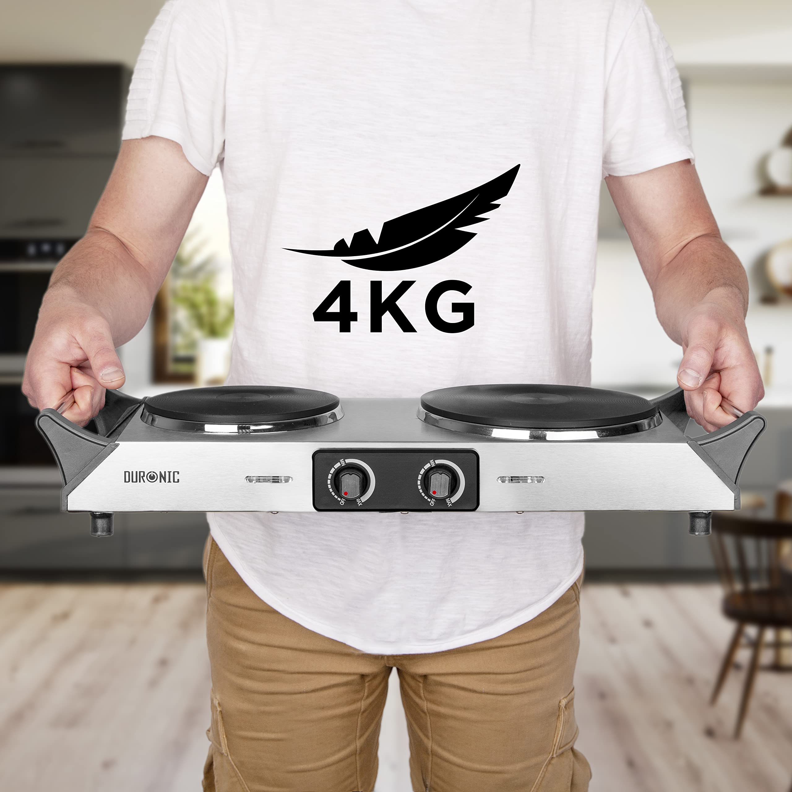 Duronic HP2 SS Electric Double Hot Plate – 2500W Portable Stainless Steel Hob