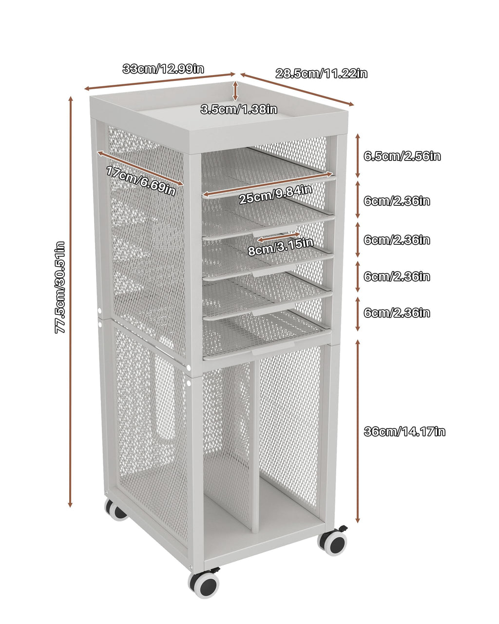 Noskox Rolling File Cart,Mobile Bookshelf with Wheels - image 3