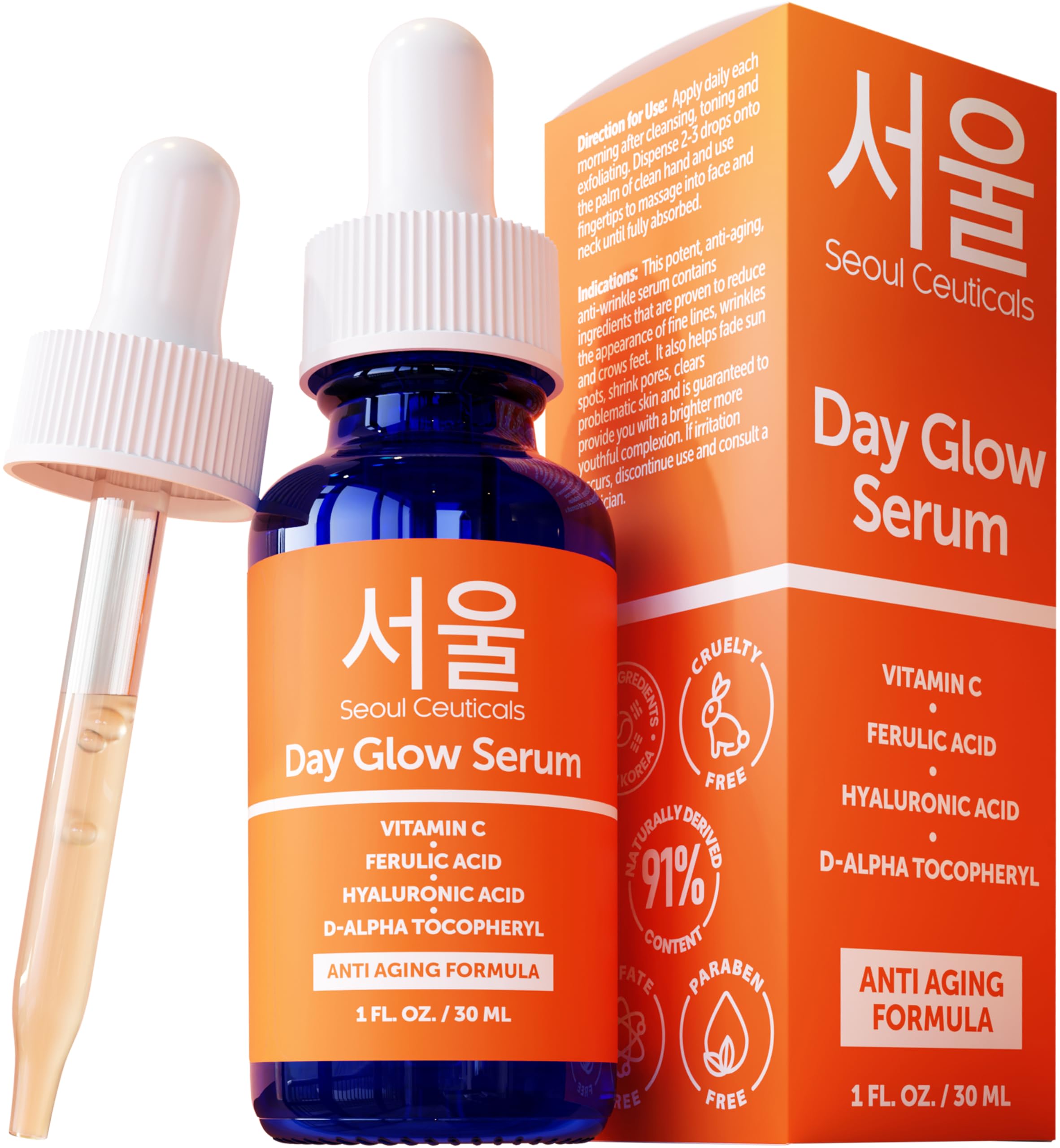SeoulCeuticals 20% Vitamin C Serum | Korean Anti-Aging CE Ferulic 1oz