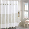 Peri Home Panama Stripe Boho Cotton Shower Curtain with Tassels, Taupe