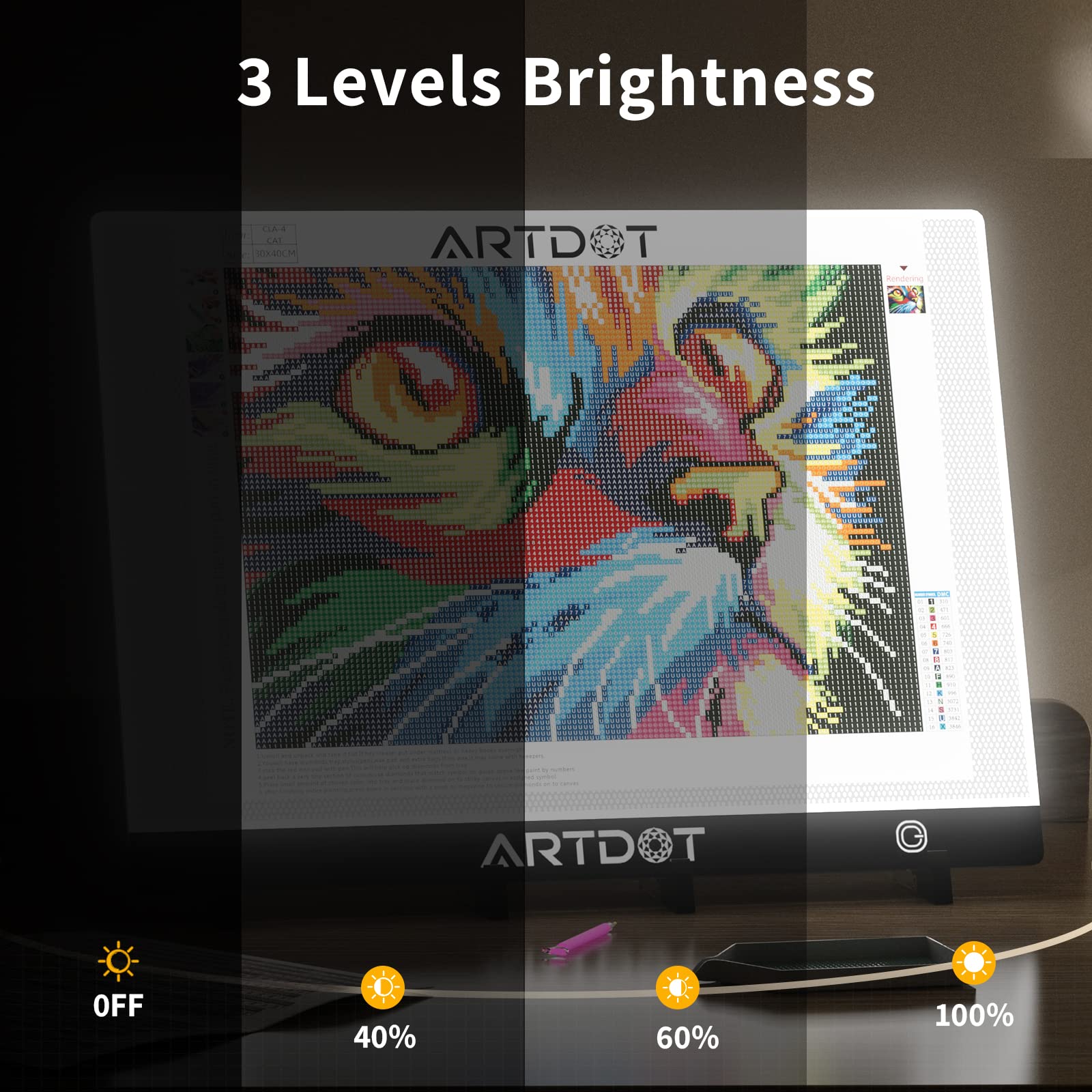 ARTDOT A2 LED Light Pad for Diamond Art | Adjustable Tracing Board
