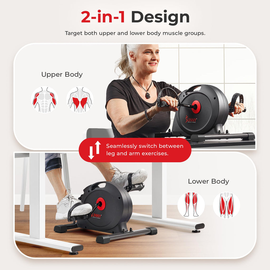 Sunny Health & Fitness Smart Under Desk Pedal Exerciser – Bluetooth