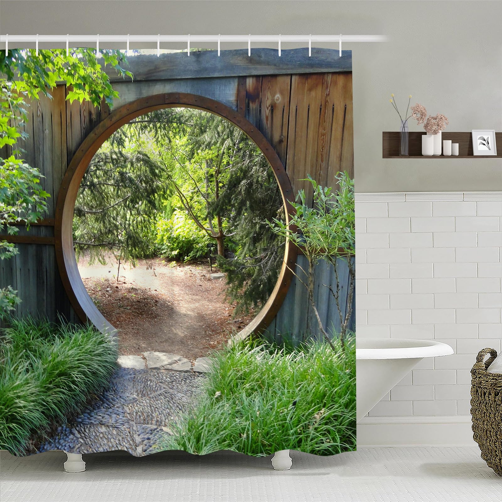 Simpomsy Garden Shower Curtain – Waterproof Green Botanical Polyester