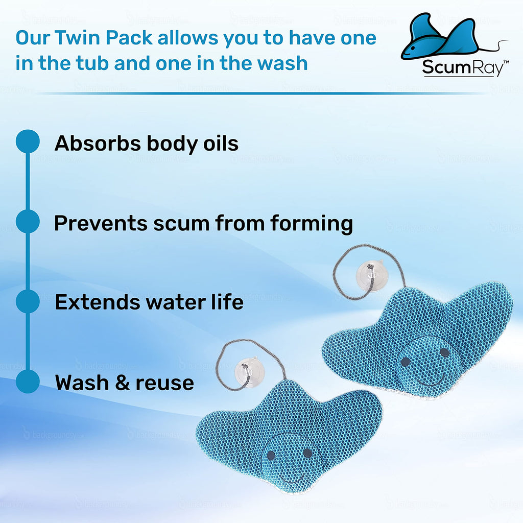 ScumRay Hot Tub Scum Absorber Twin Pack – Reusable Oil Absorbing Sponge
