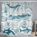Maritime Nautical Shower Curtain | Waterproof Polyester, 180x200cm