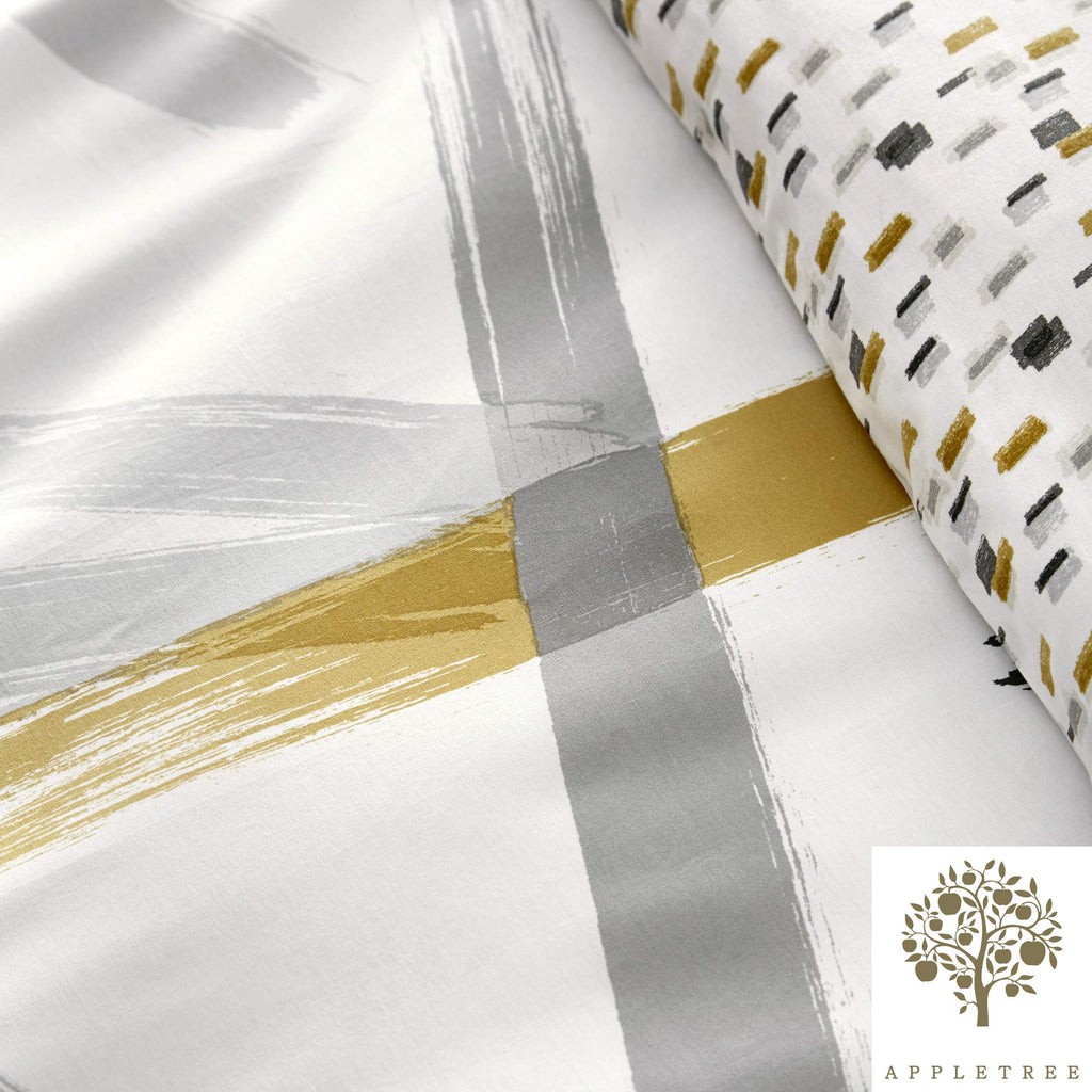 Appletree Leda-100 King Duvet Cover Set | 100% Cotton Grey & Ochre