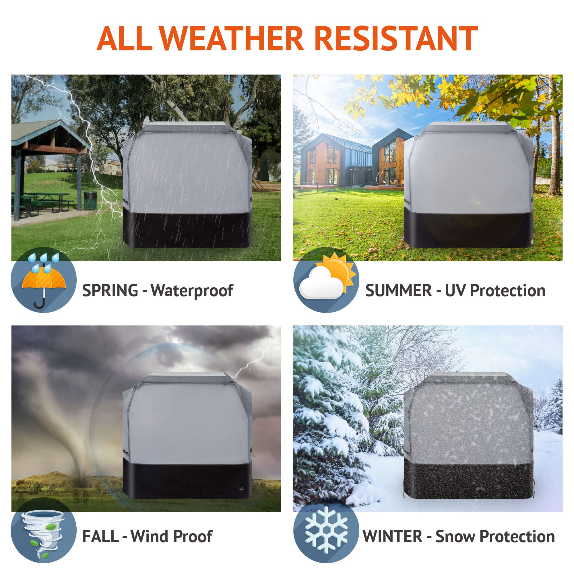 Waykea Heavy Duty Grill Cover - 600D Oxford Waterproof BBQ Cover, 155cm
