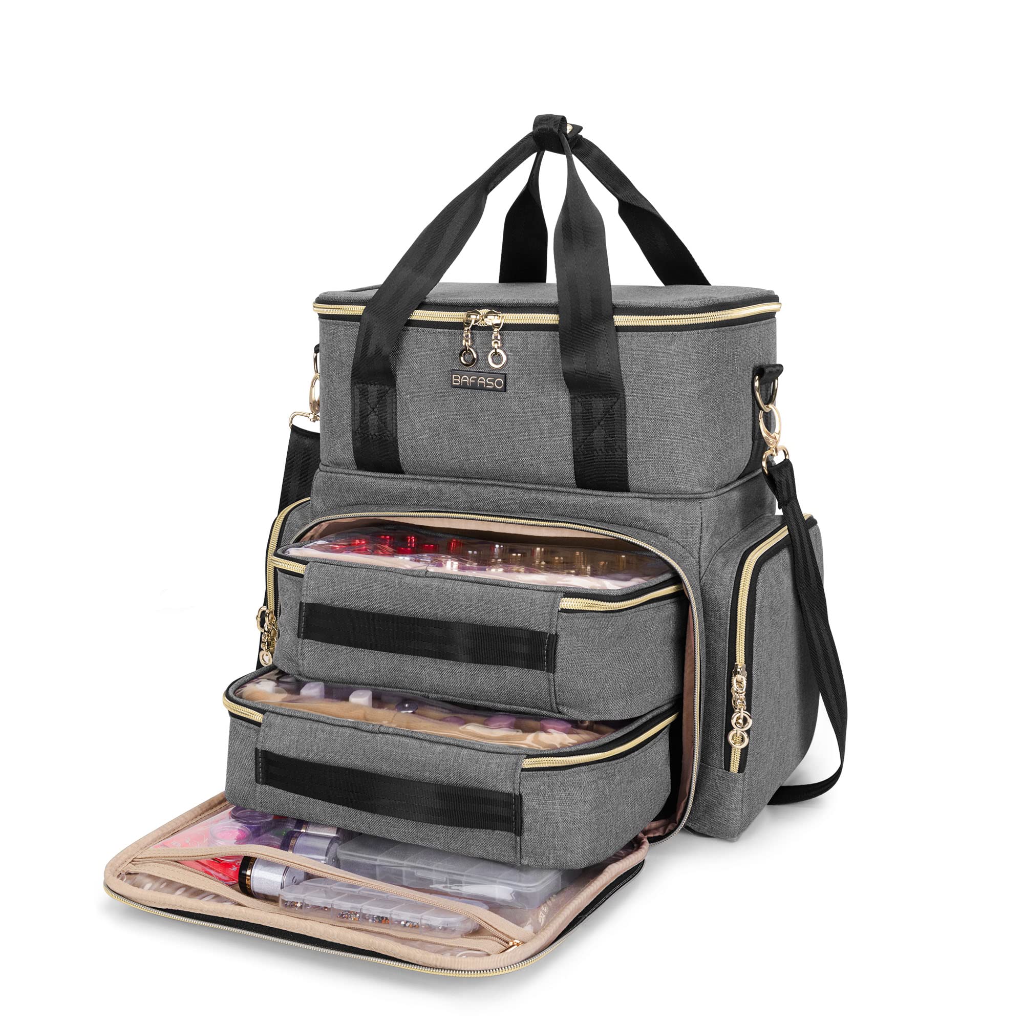 BAFASO Nail Polish Organiser | 70 Bottle Double Layer Case with Strap