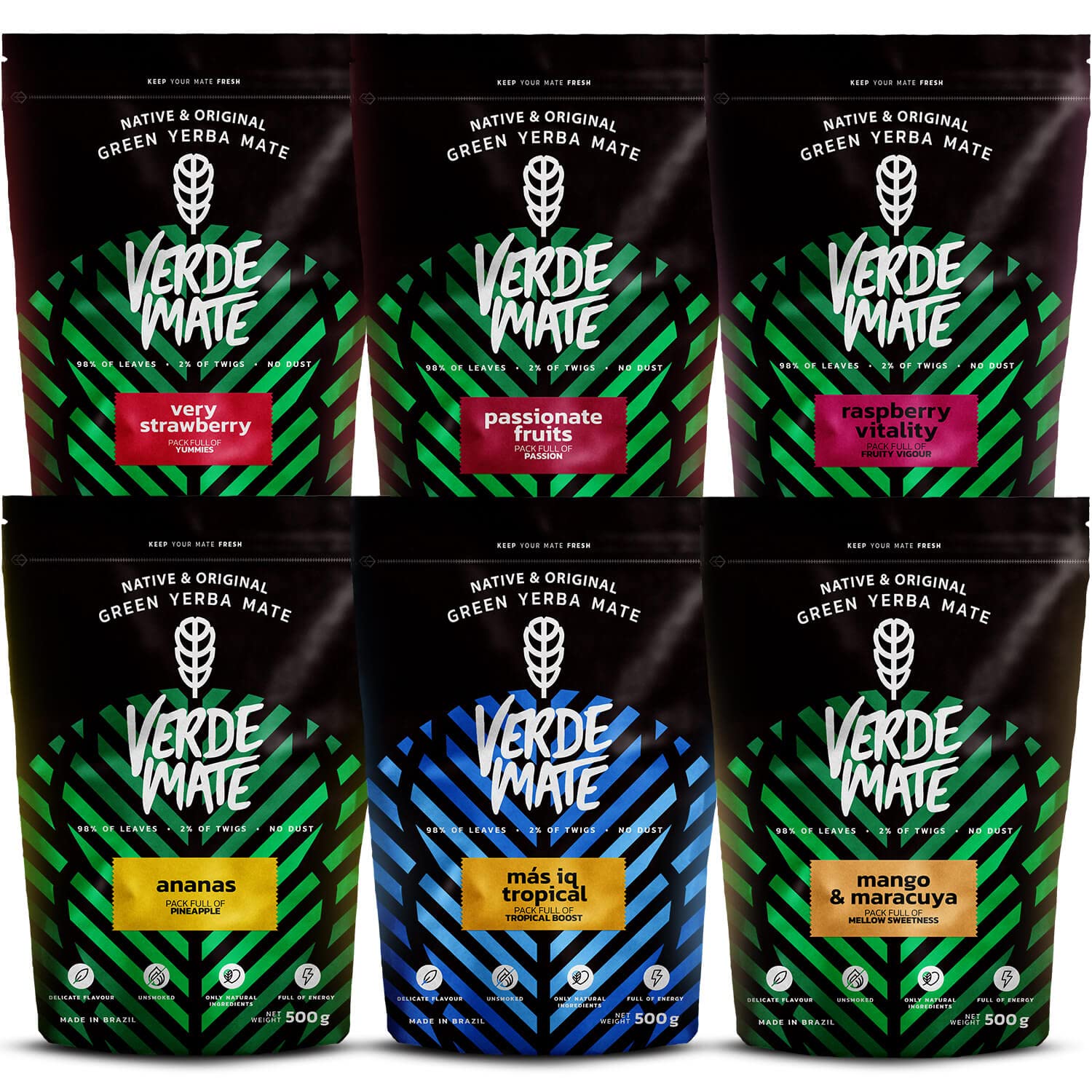 Verde Mate Green Fruity Yerba Mate Tea Set - 6x500g Brazilian Blend