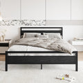 BOFENG King Size Metal Platform Bed Frame with Wooden Headboard & Storage