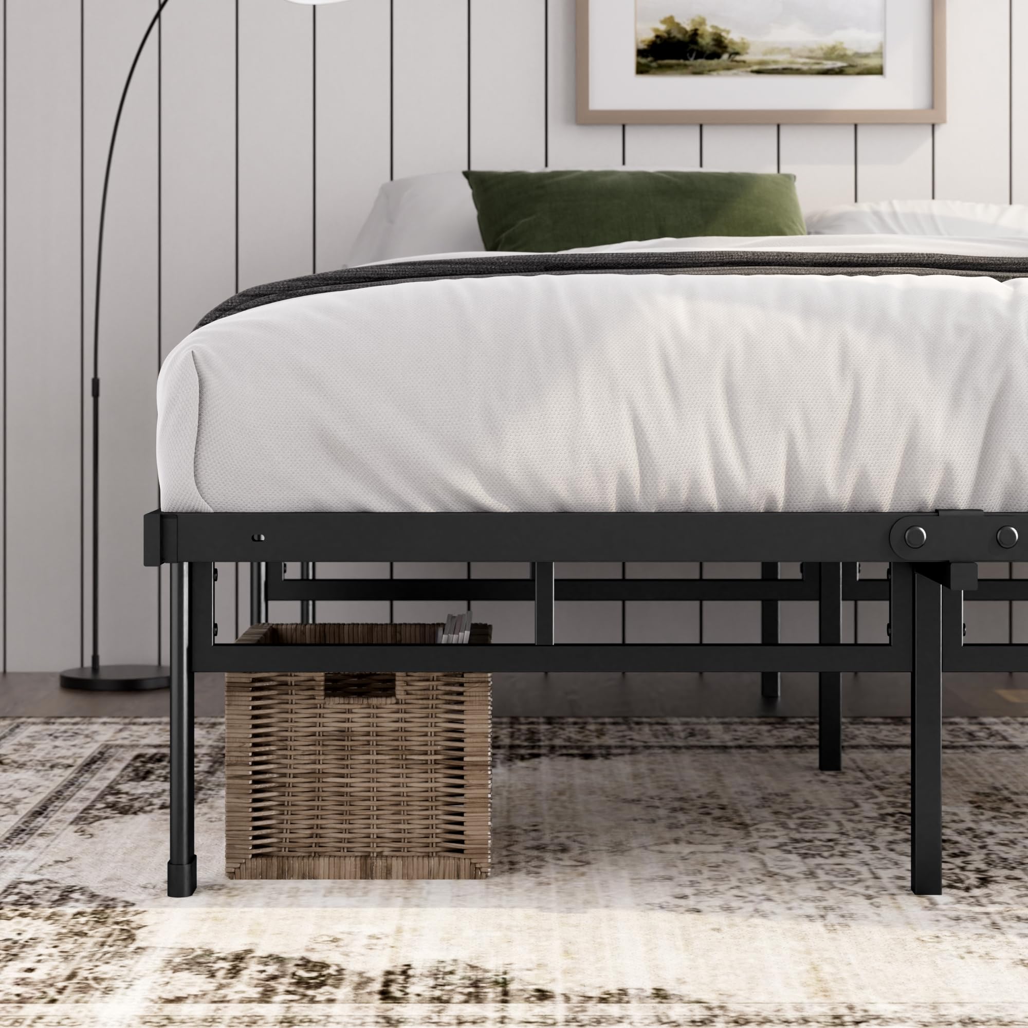ZINUS Justin Metal Double Bed Frame | 135x190cm Steel Slat Support
