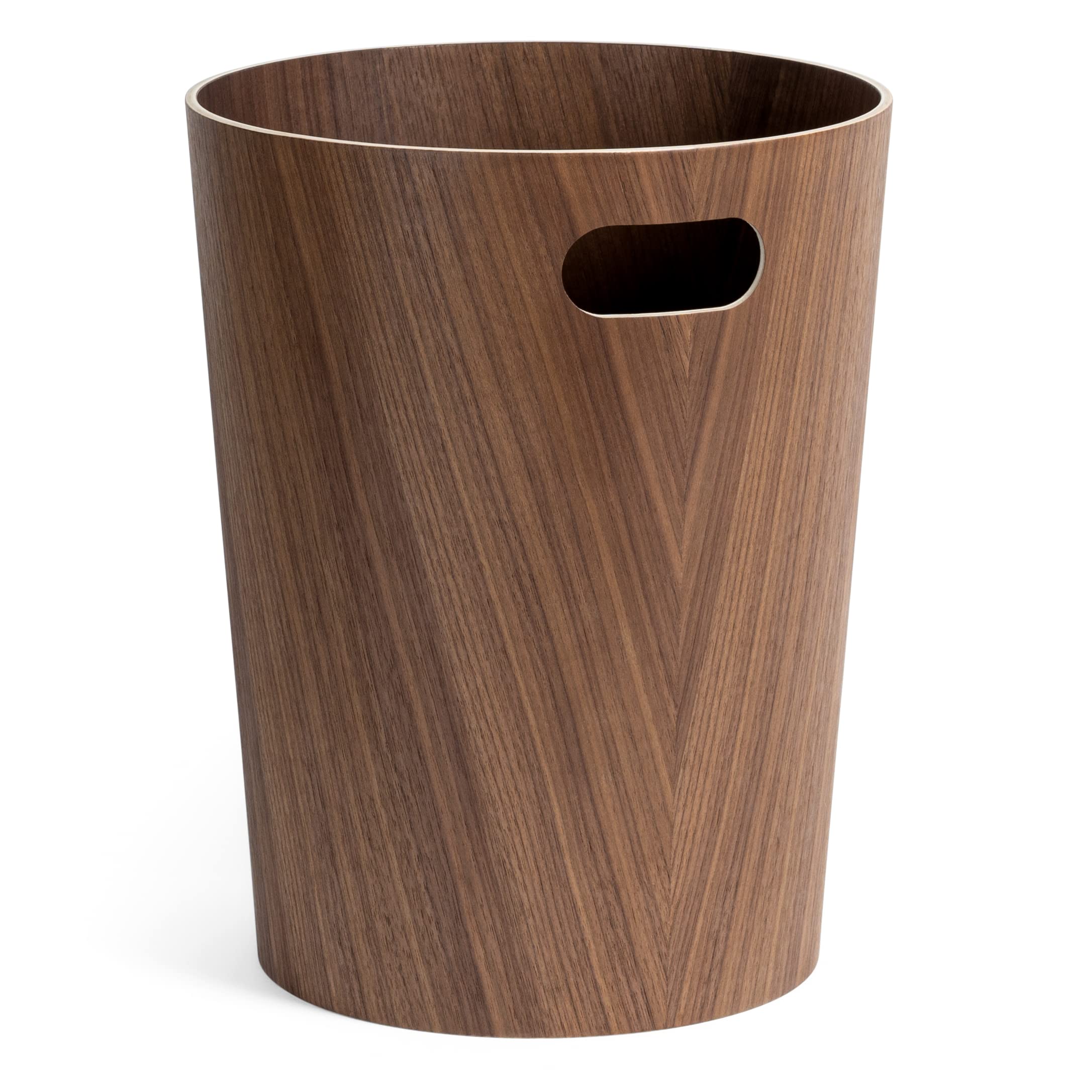 Kazai Börje Real Wood Waste Paper Bin – 9L Walnut Wooden Trash Basket