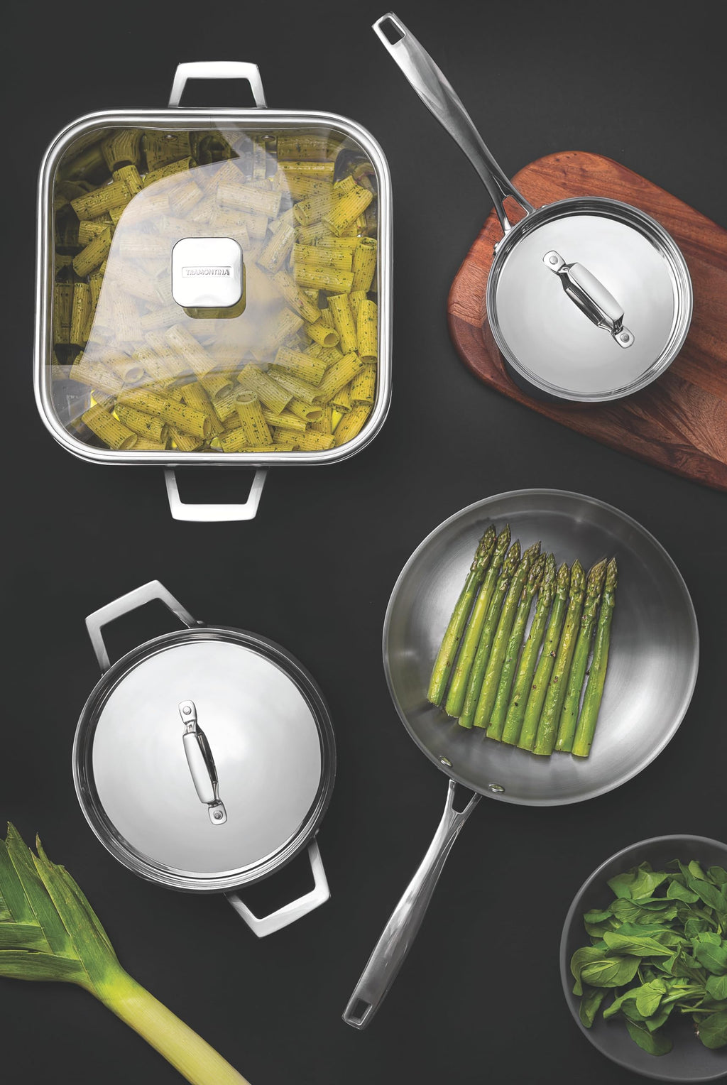 Tramontina Grano Stainless Steel Frying Pan | 26cm Tri-Ply Induction