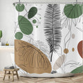 Jolof Store Boho Leaves Shower Curtain – Waterproof Polyester, 180x180 cm