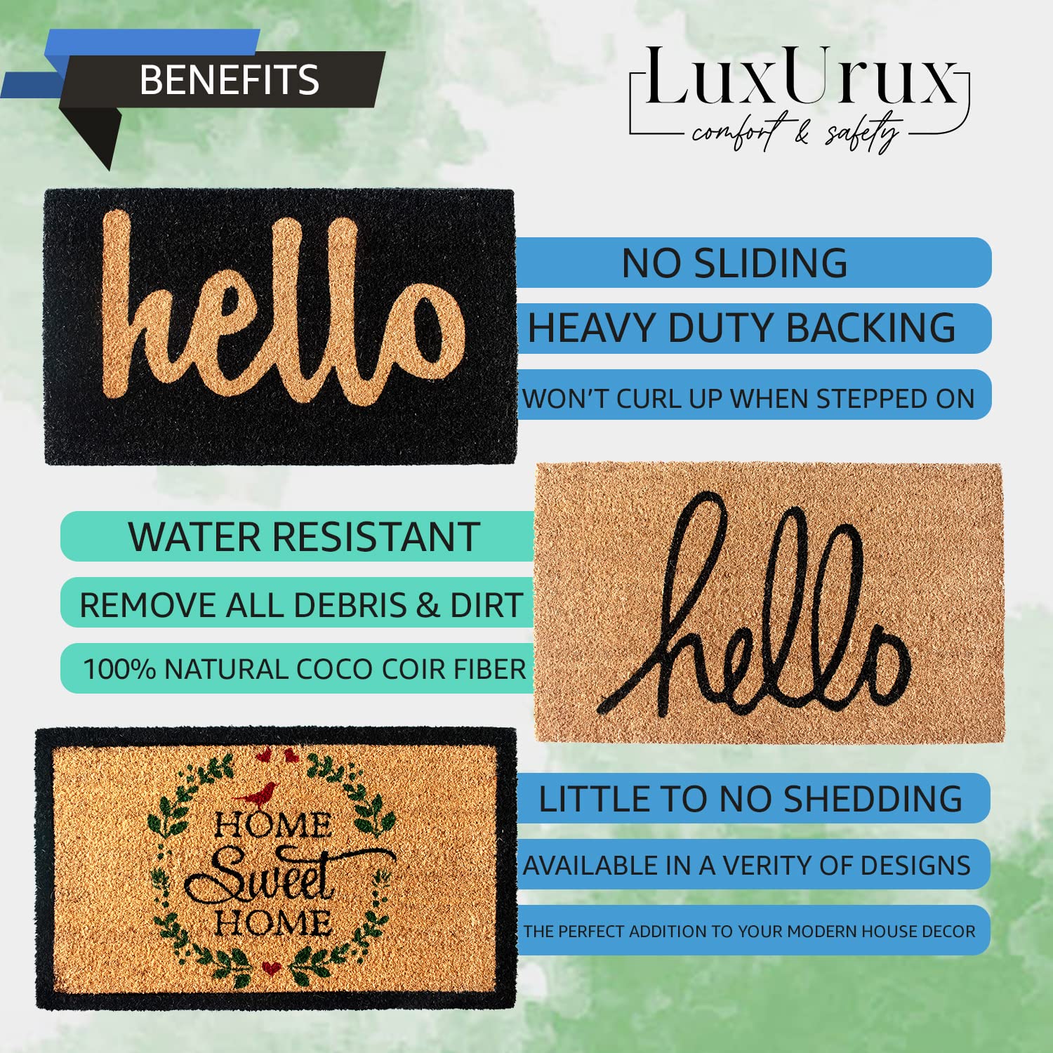 LuxUrux Coco Coir Outdoor Doormat – Heavy-Duty Non-Slip Welcome Mat