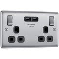BG Electrical Double Switched Power Socket with Dual USB Fast Charging