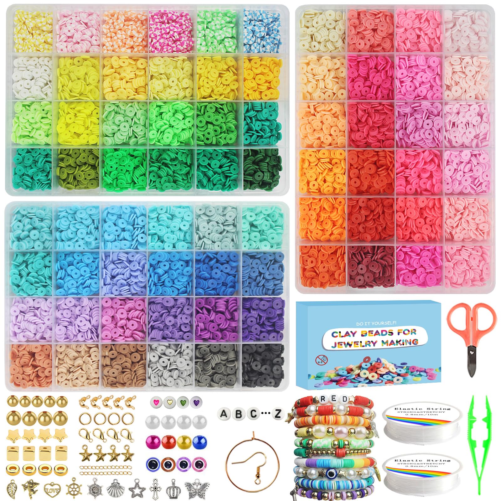 Fournine 15800 Pcs Clay Beads Bracelet Making Kit | 72 Colors & 3 Boxes