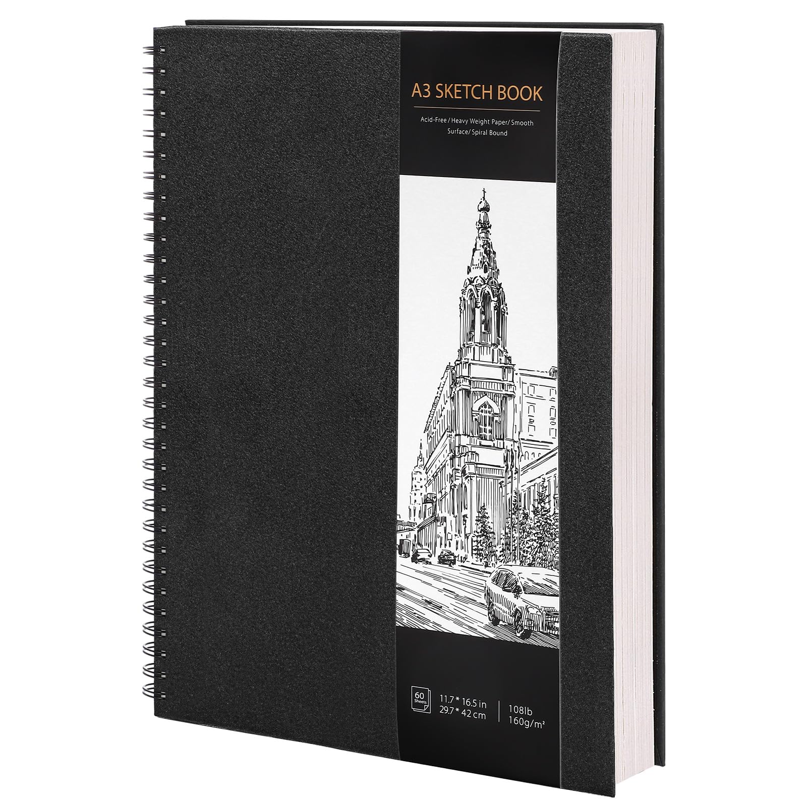 Jolof Store A3 Sketchbook | 160gsm Spiral Hardcover Drawing Pad