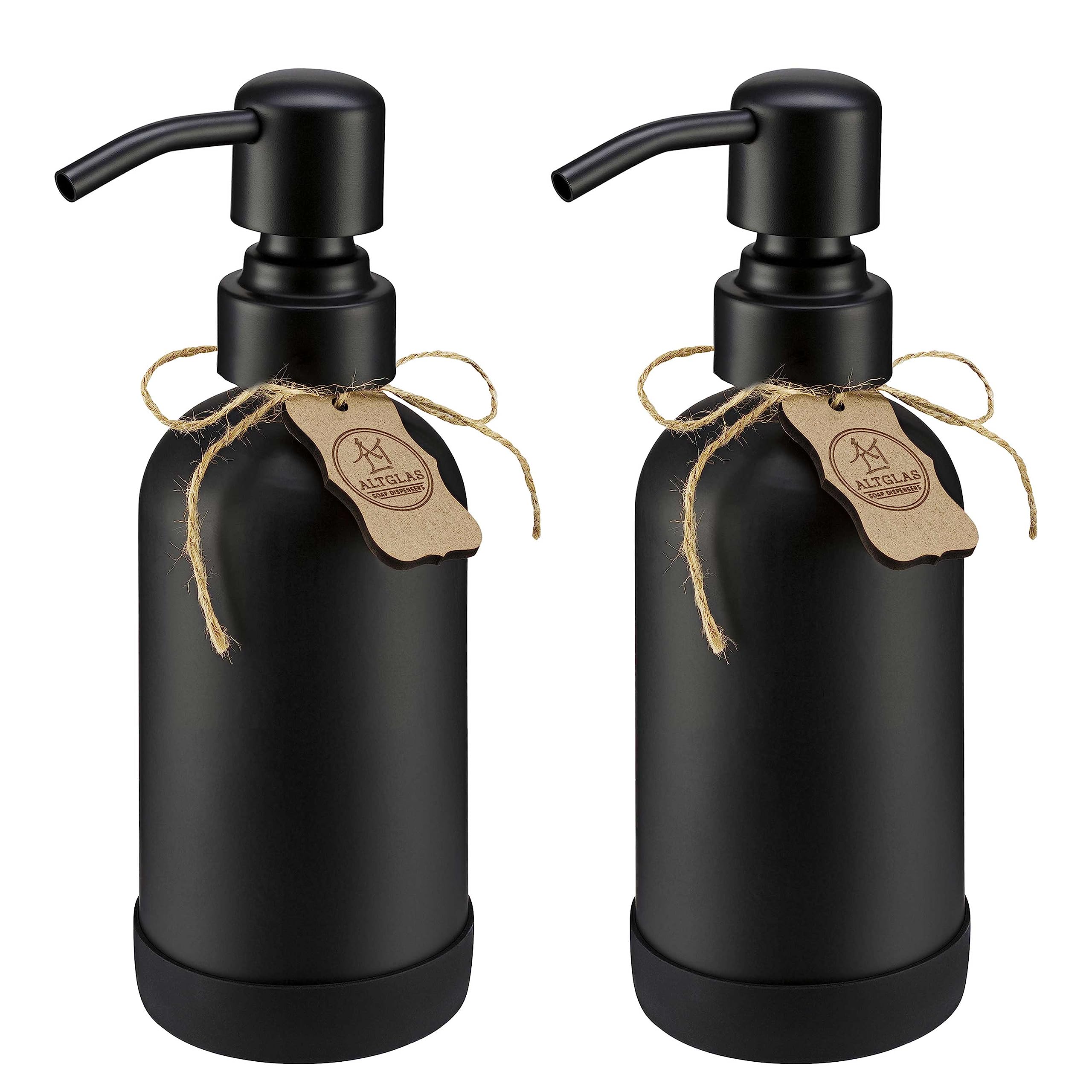 ALTGLAS Glass Soap Dispenser Set – Black 250ml with Steel Pump