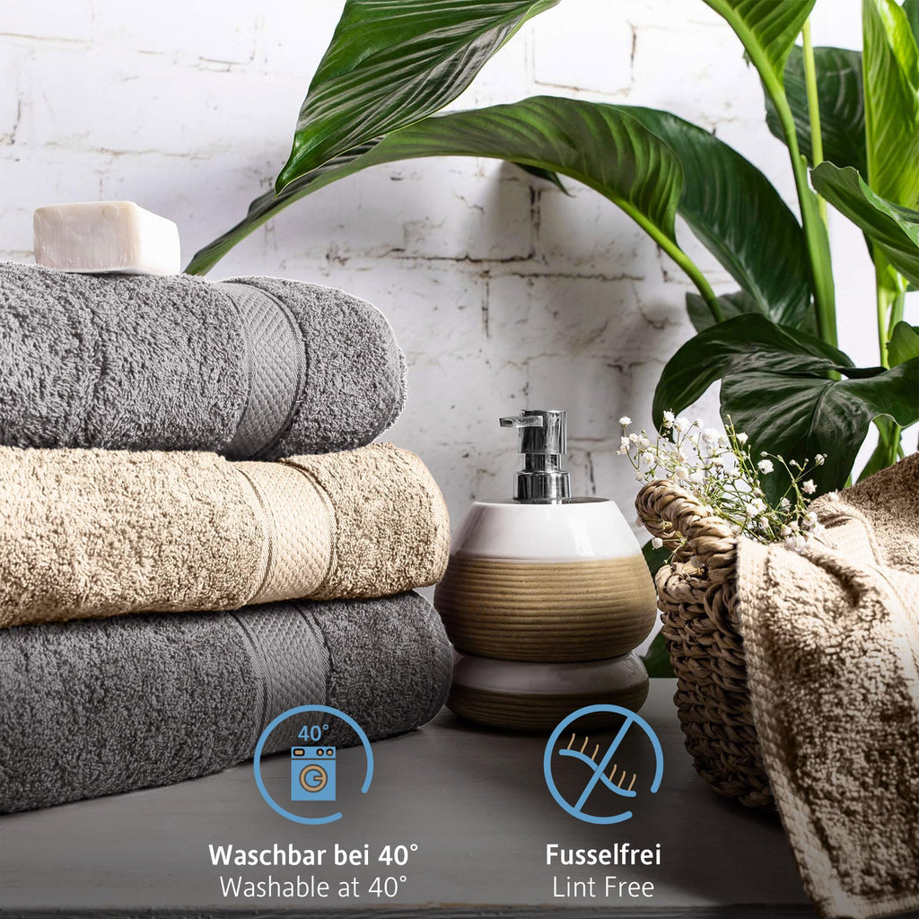 Komfortec Set of 8 Hand Towels 50 x 100 cm 100% Cotton Terry Towelling Soft Anthracite Grey/Beige - image 3