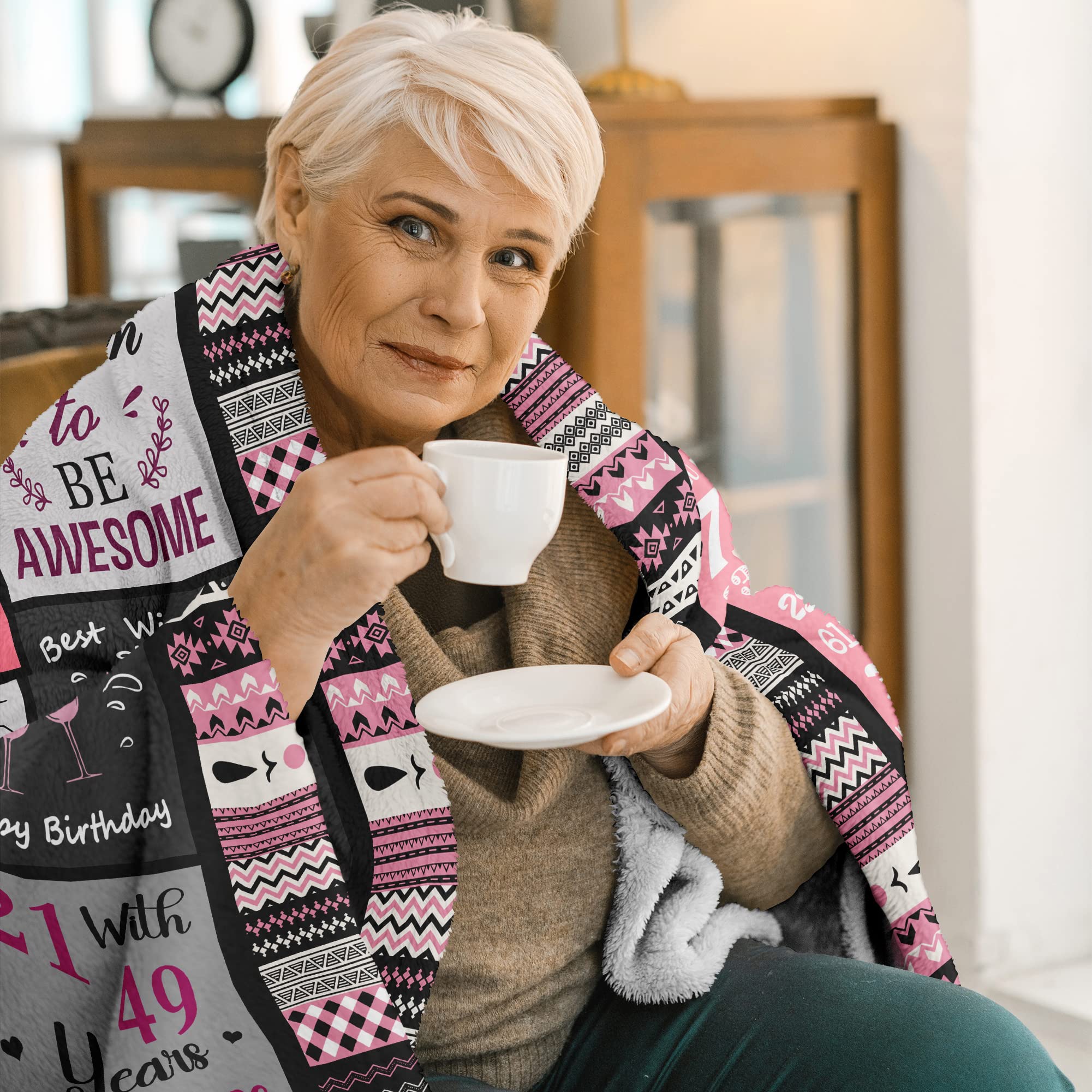 70th Birthday Gifts for Women – Plush Flannel Throw Blanket