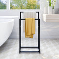 2-Tier Freestanding Metal Towel Rack - Modern Black Stand