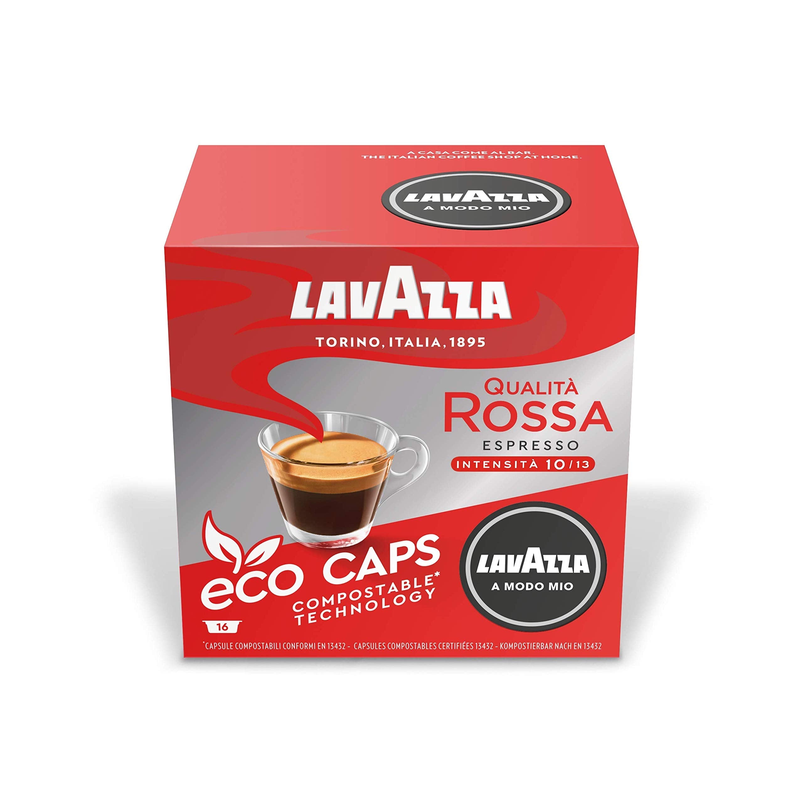 Lavazza A Modo Mio Rossa Coffee Capsules - 80 Compostable Pods