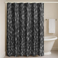 Jemidi Waterproof Shower Curtain – Black & White Polyester with 12 Hooks