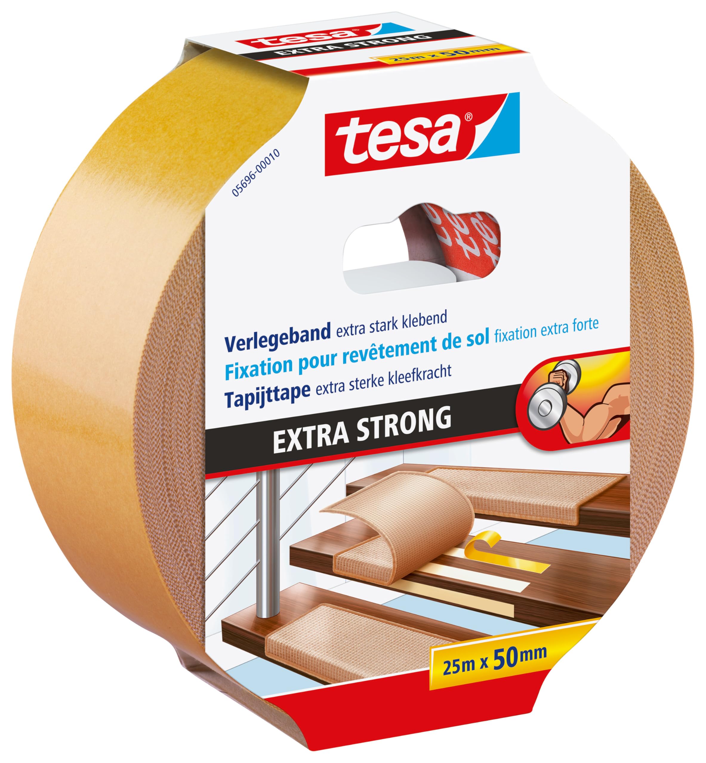 tesa Extra Strong Double Sided Flooring Tape for Carpet & PVC – 25m x 50mm